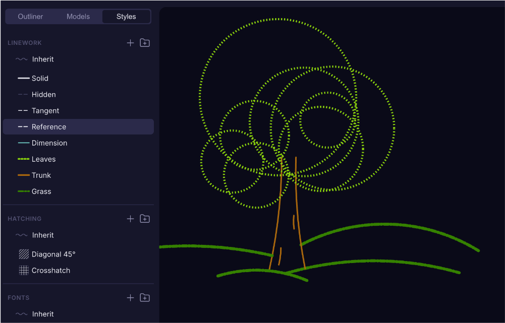 Named line and hatch styles